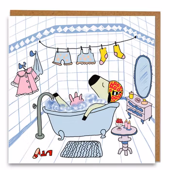 Greeting card “Matilde the cow in the bath”
