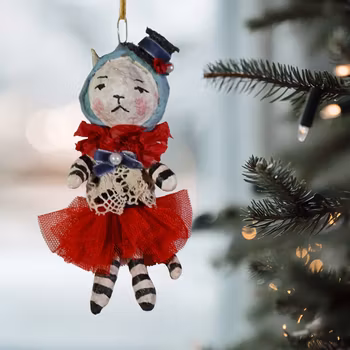 Håndlaget Julepynt, Katt med hale #150