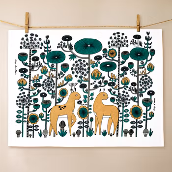 Kitchen towel " Sly Deer" Fabelskog