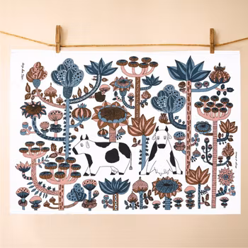 Kitchen towel "Singing Cow" Fabelskog