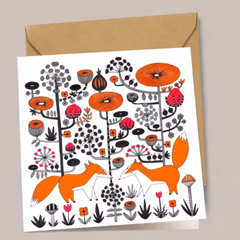 Greeting card card “Kind Foxes” Fabelskog