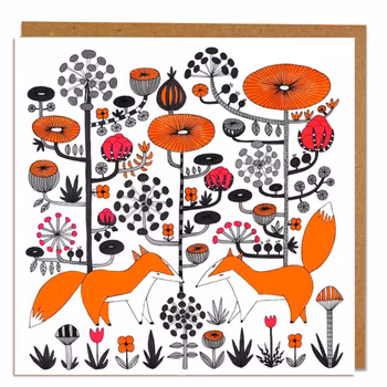 Greeting card card “Kind Foxes” Fabelskog