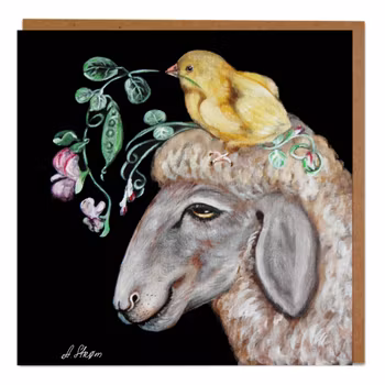 Kunstkort “Sau med fugl”