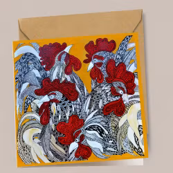 Kunstkort “5 Haner ”