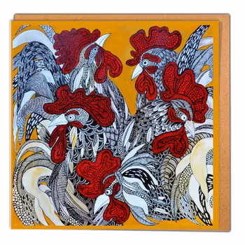 Kunstkort “5 Haner ”