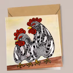 Kunstkort “ Høner ”