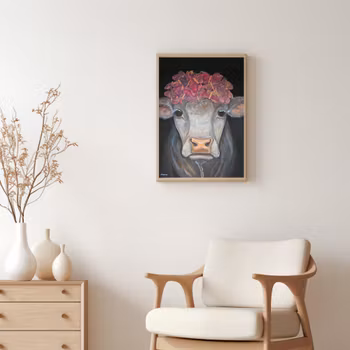 Plakat  A3 "Ku med sommerfugler"