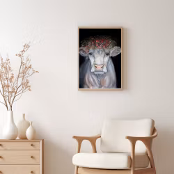 Plakat  A3 "Ku med  blomster"