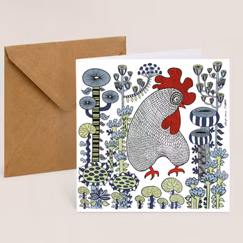 Art card “Lazy Rooster” Fabelskog