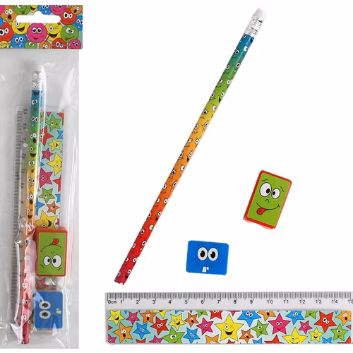 Skrivset skrattansikte 4 stycken i påse ca 24x6cm