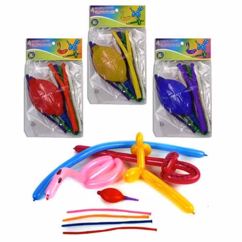 Modelleringsballonger - 4 stycken m luftpump i påse ca 18x11cm