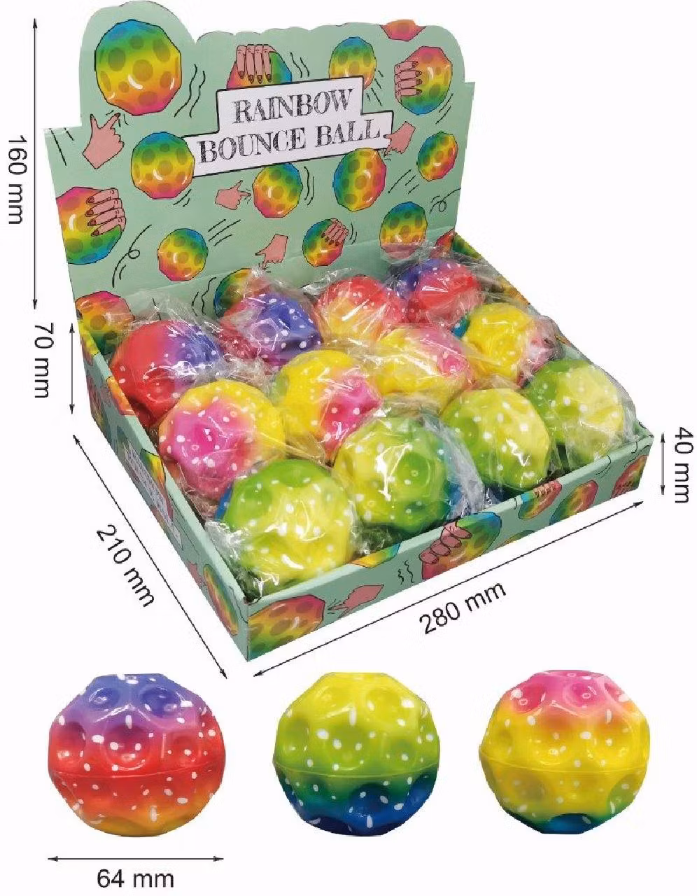 HI BOUNCE BALL RAINBOW 6.5CM