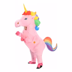 Uppblåsbar Enhörning med Regnbågsfärgad Man Maskeraddräkt