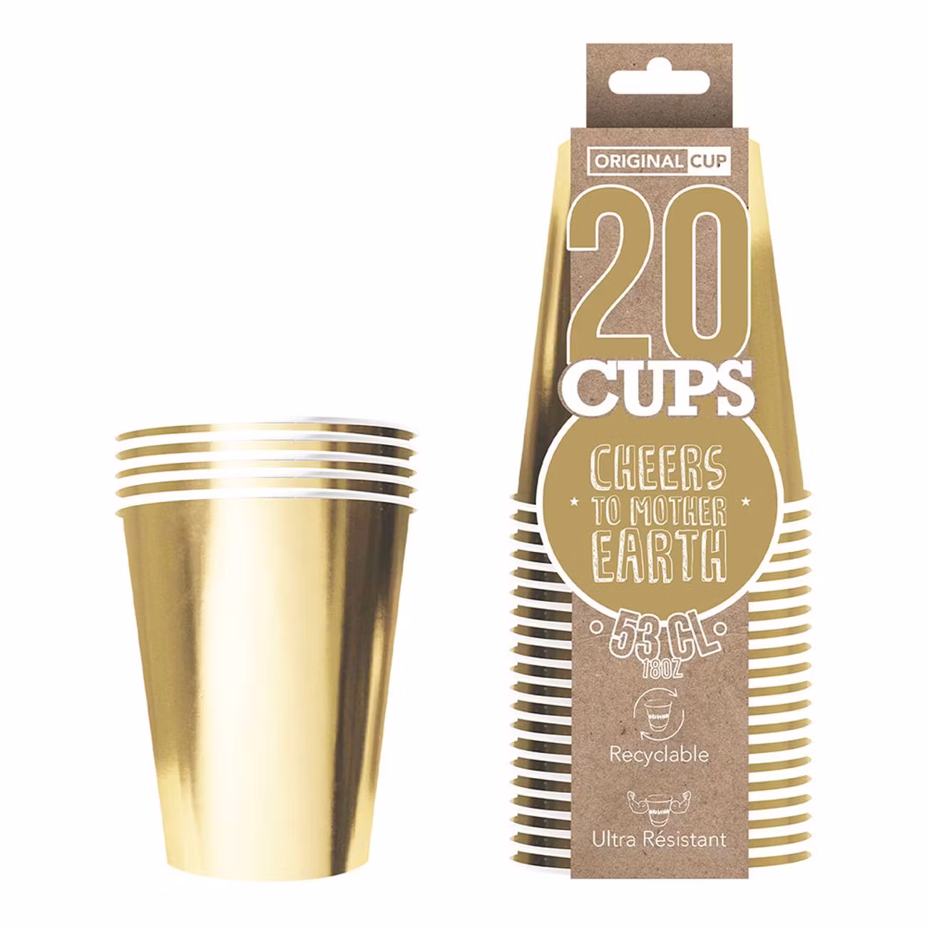 Partycups Papper Guld