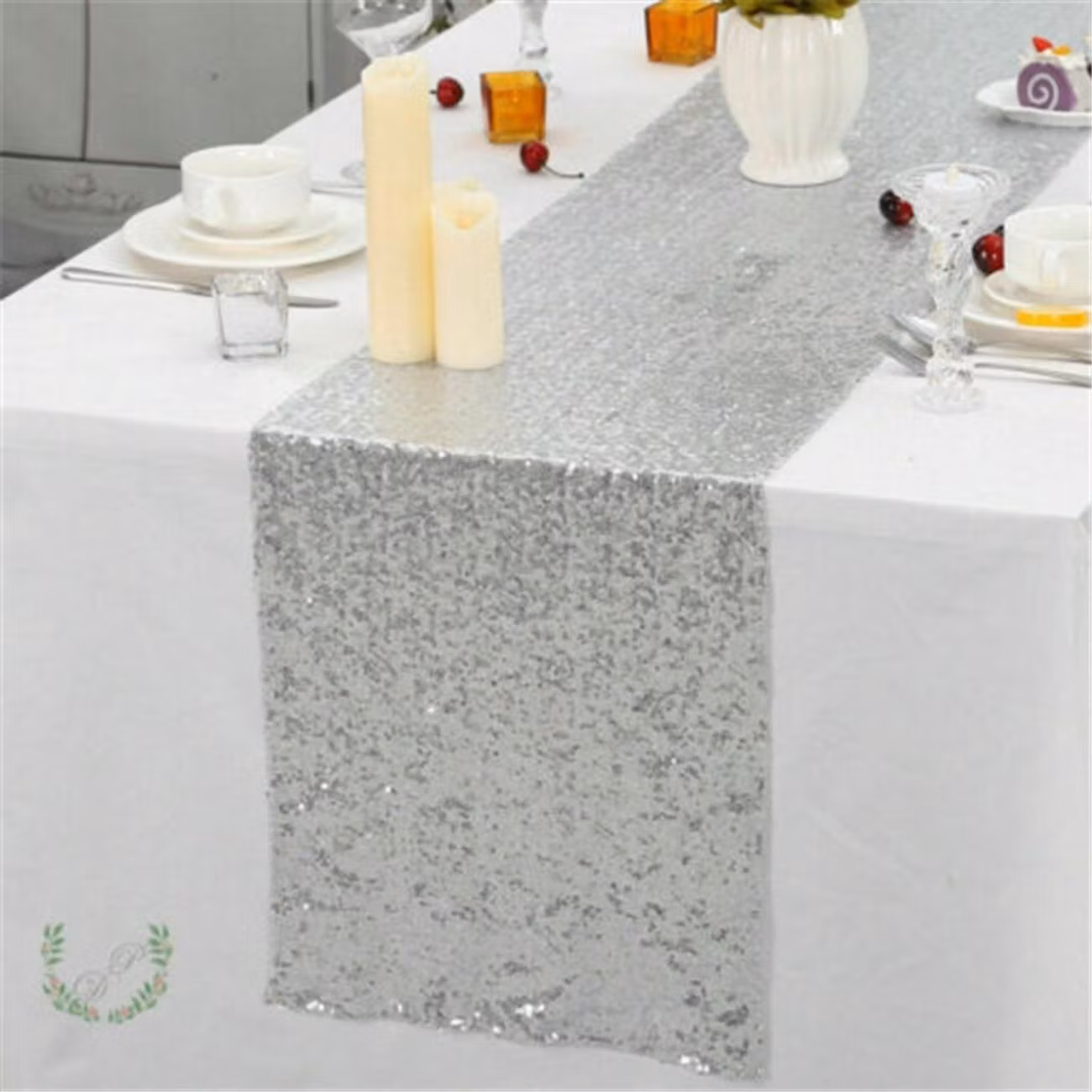 Bordslöpare Paljett Silver