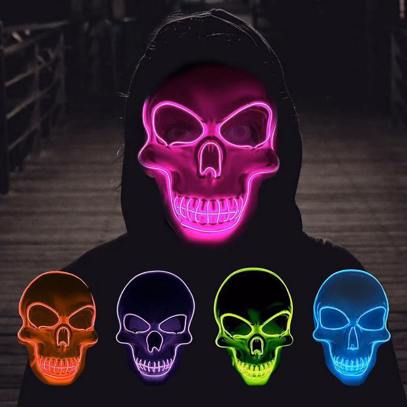 El Wire Skull LED Mask