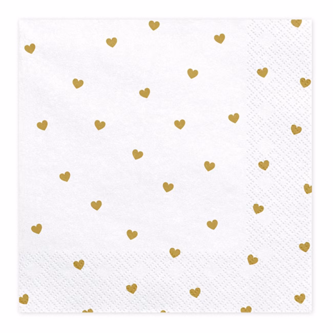 Servetter Vita med Guldiga Hjärtan