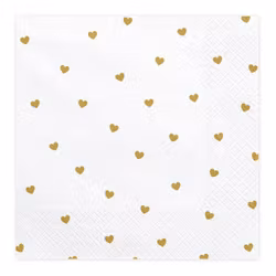Servetter Vita med Guldiga Hjärtan
