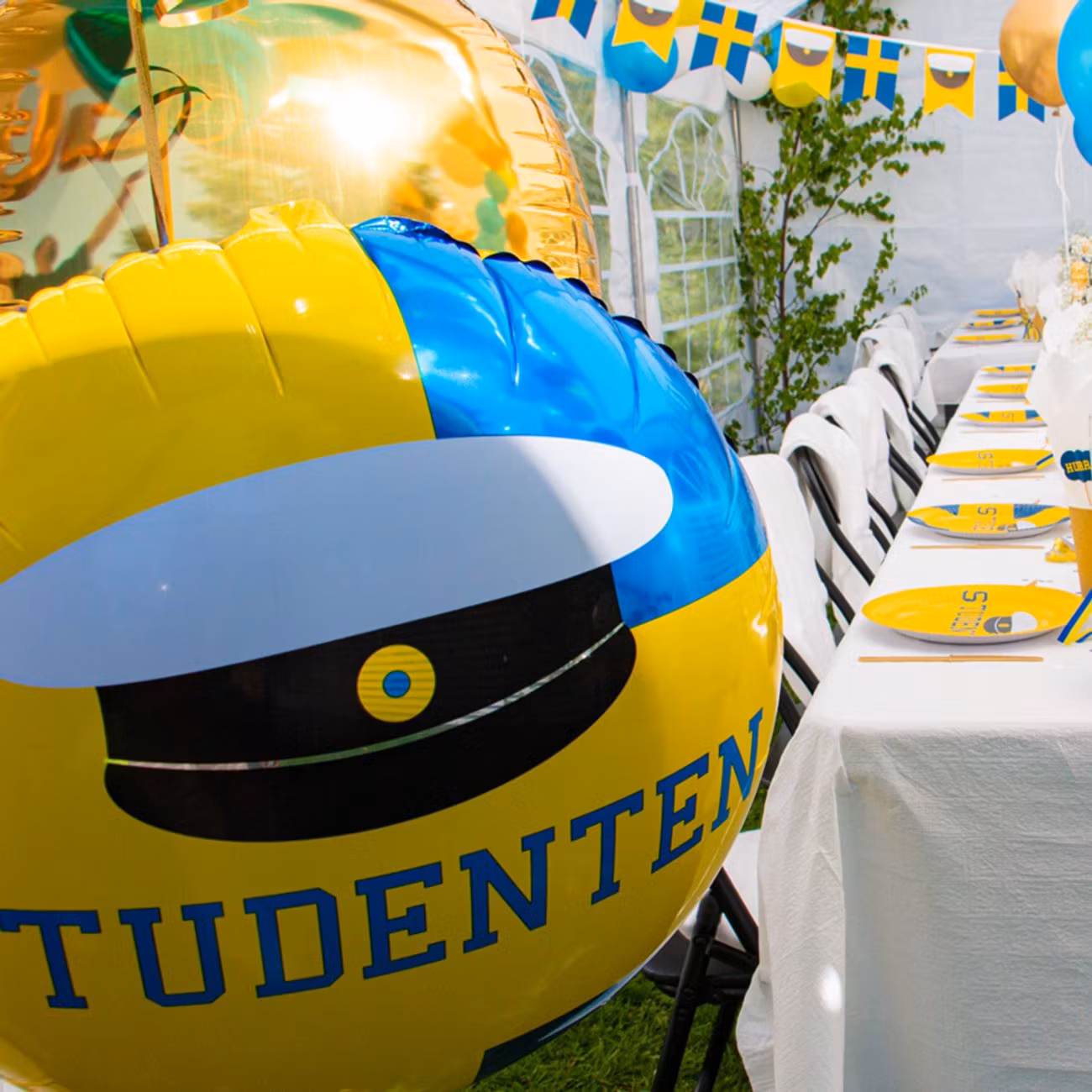 Folieballong Studenten Blå/Gul
