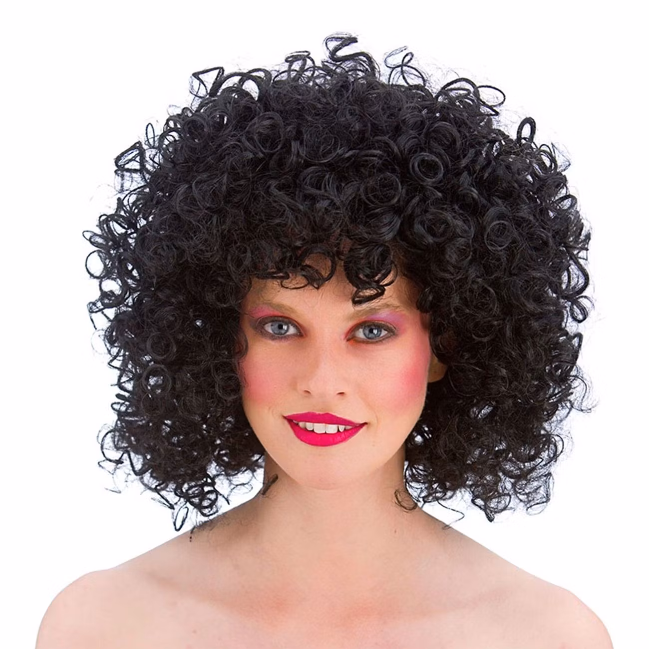 80-tals Permanent Svart Peruk