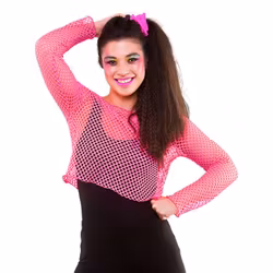 80-tals Fisknätströja Kort Neonrosa