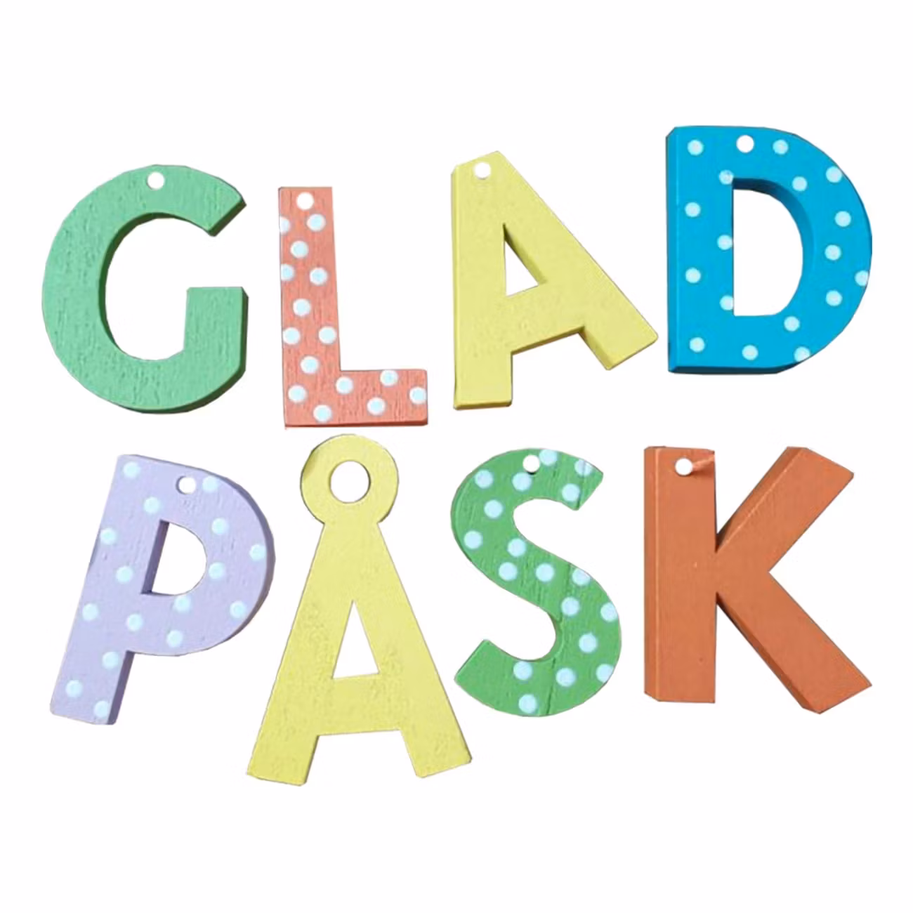 Träbokstäver Glad Påsk Flerfärgade