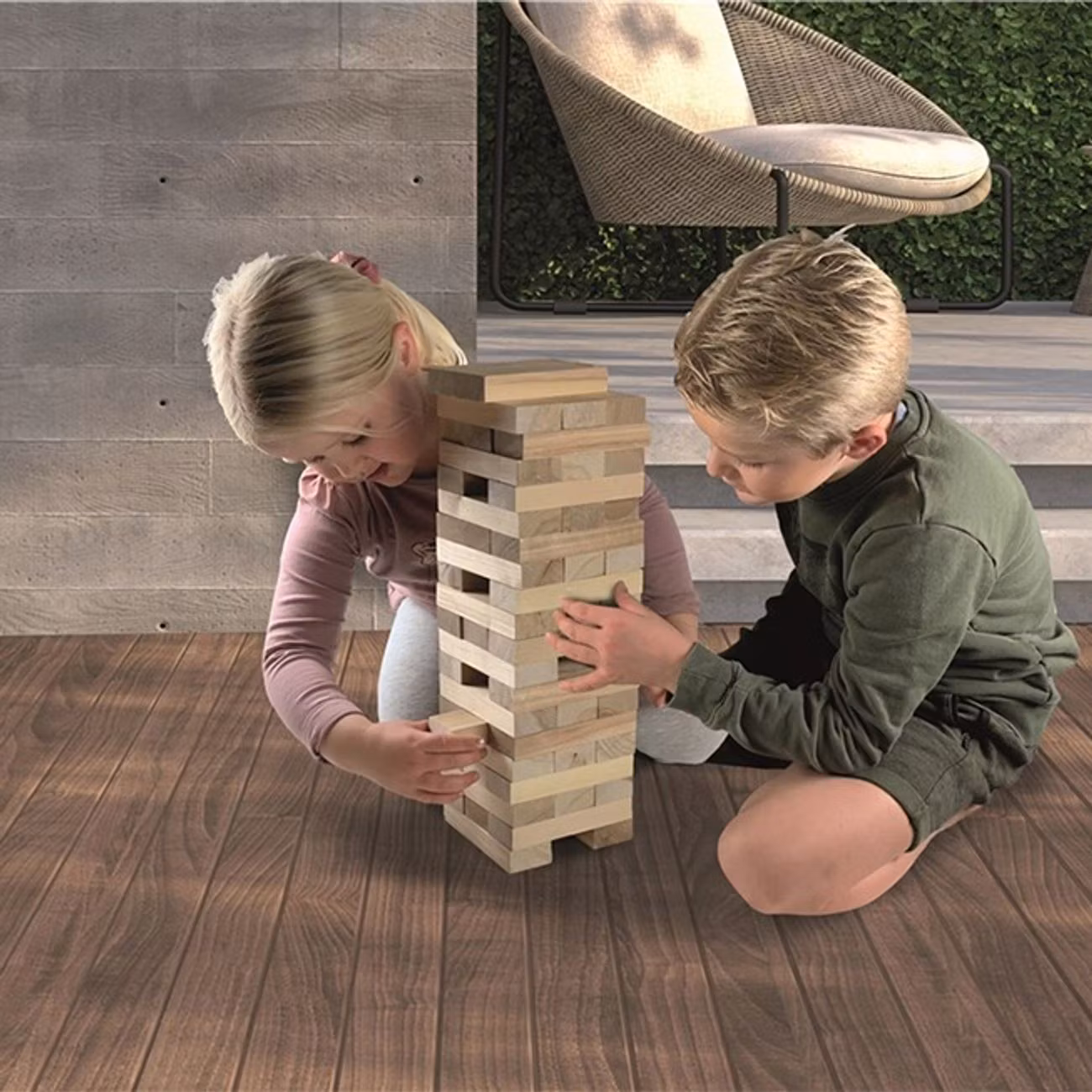 Klossar i Trä Trädgårdsspel