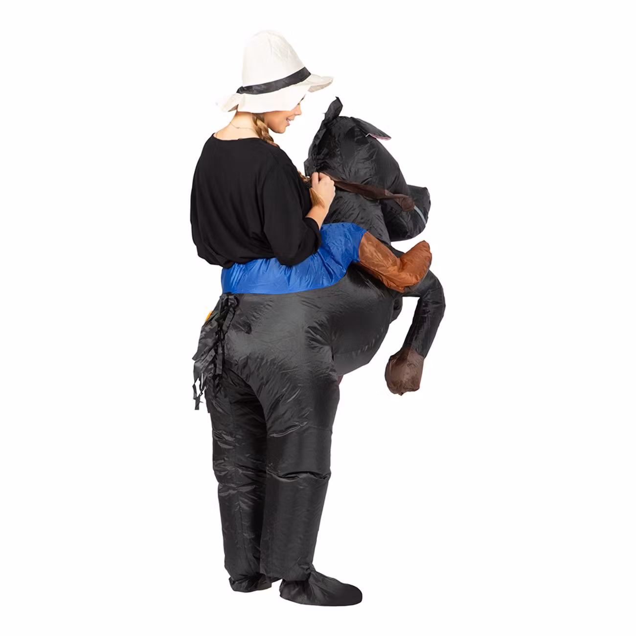 Uppblåsbar Ridande Häst Svart Maskeraddräkt