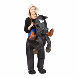 Uppblåsbar Ridande Häst Svart Maskeraddräkt