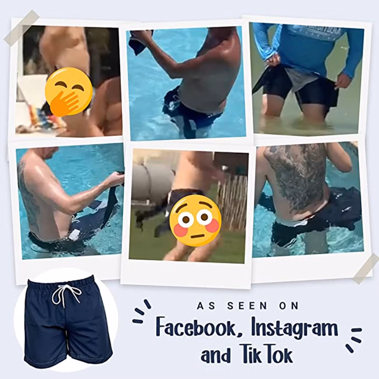 Vattenlösliga Badshorts Blå