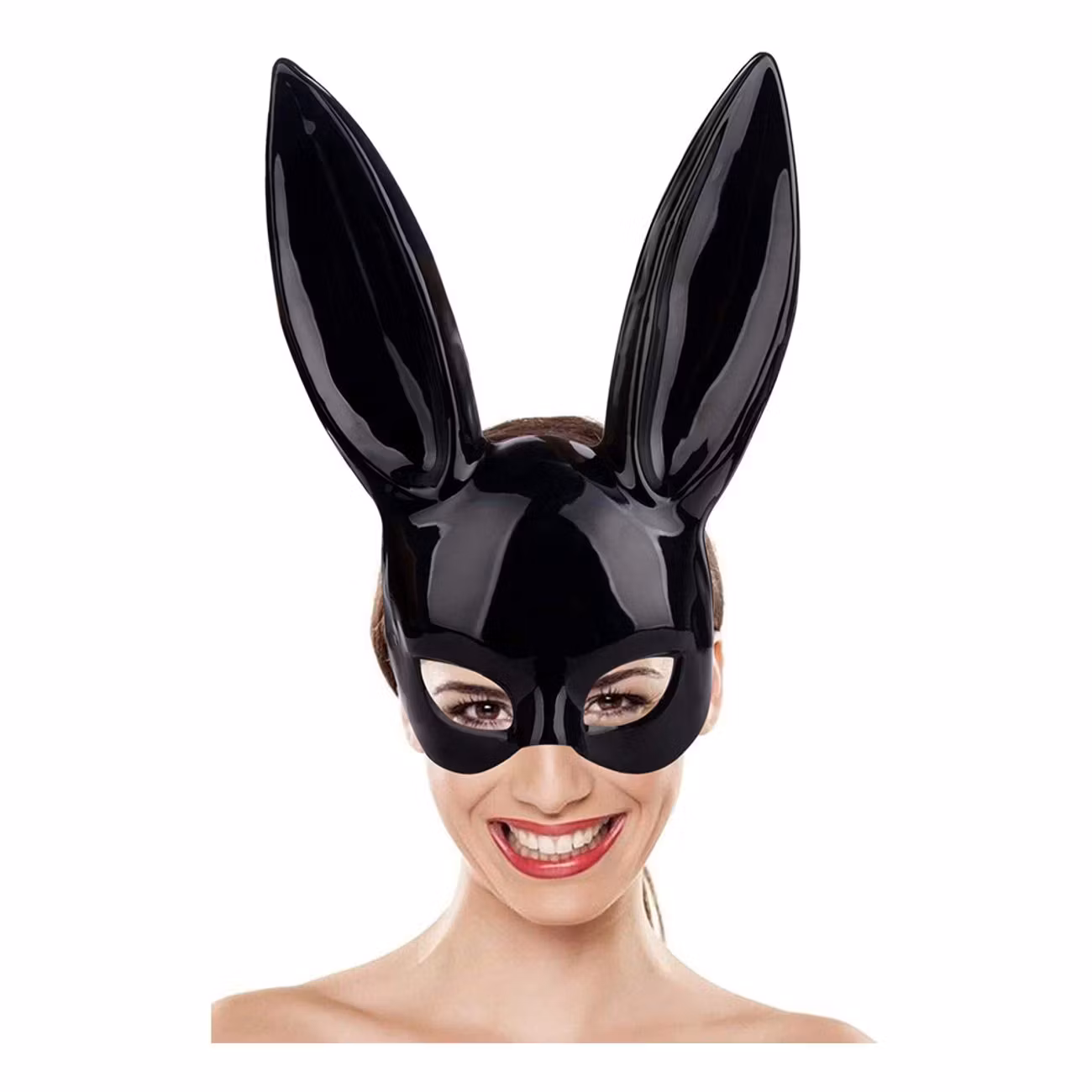 Kaninöron Svart i Plast