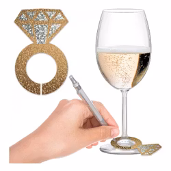 Glasmarkörer Diamantringar Guld Glitter