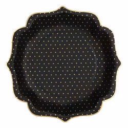 Papperstallrikar Prickig Svart/Guld