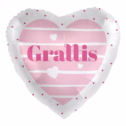 Folieballong Grattis Rosa