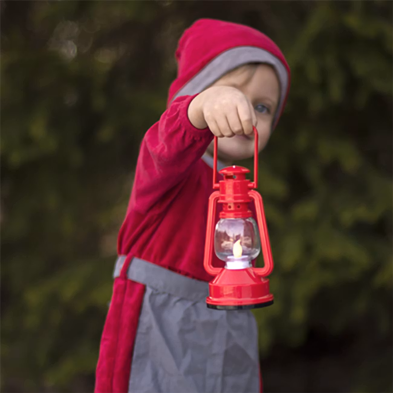Plastlykta med Handtag Röd