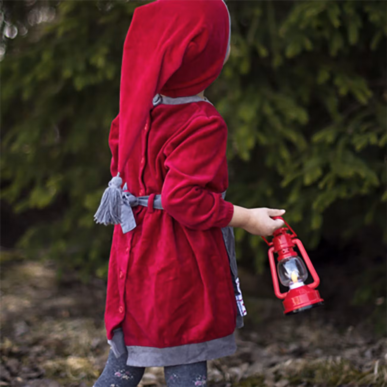 Plastlykta med Handtag Röd