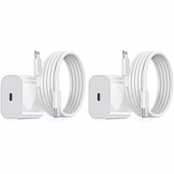 2-pack Apple iPhone Lightning Snabbladdare (adapter+kabel 20W)