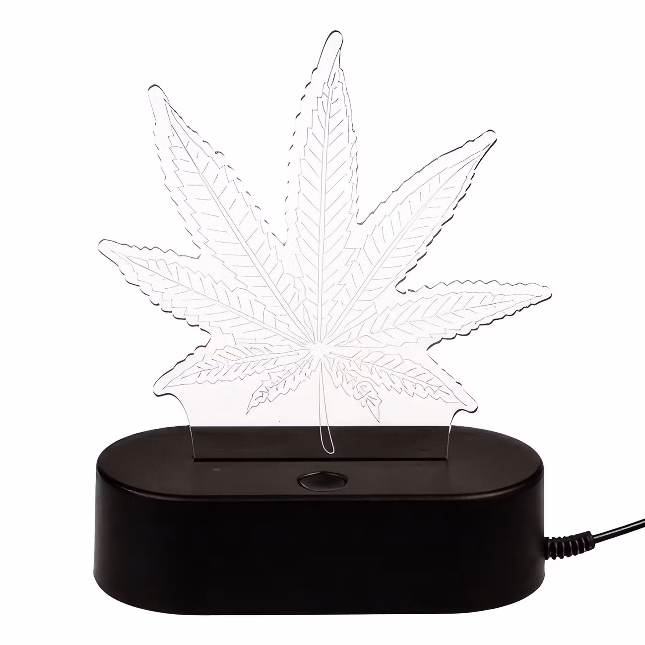 3D LED-Lampa Cannabislöv