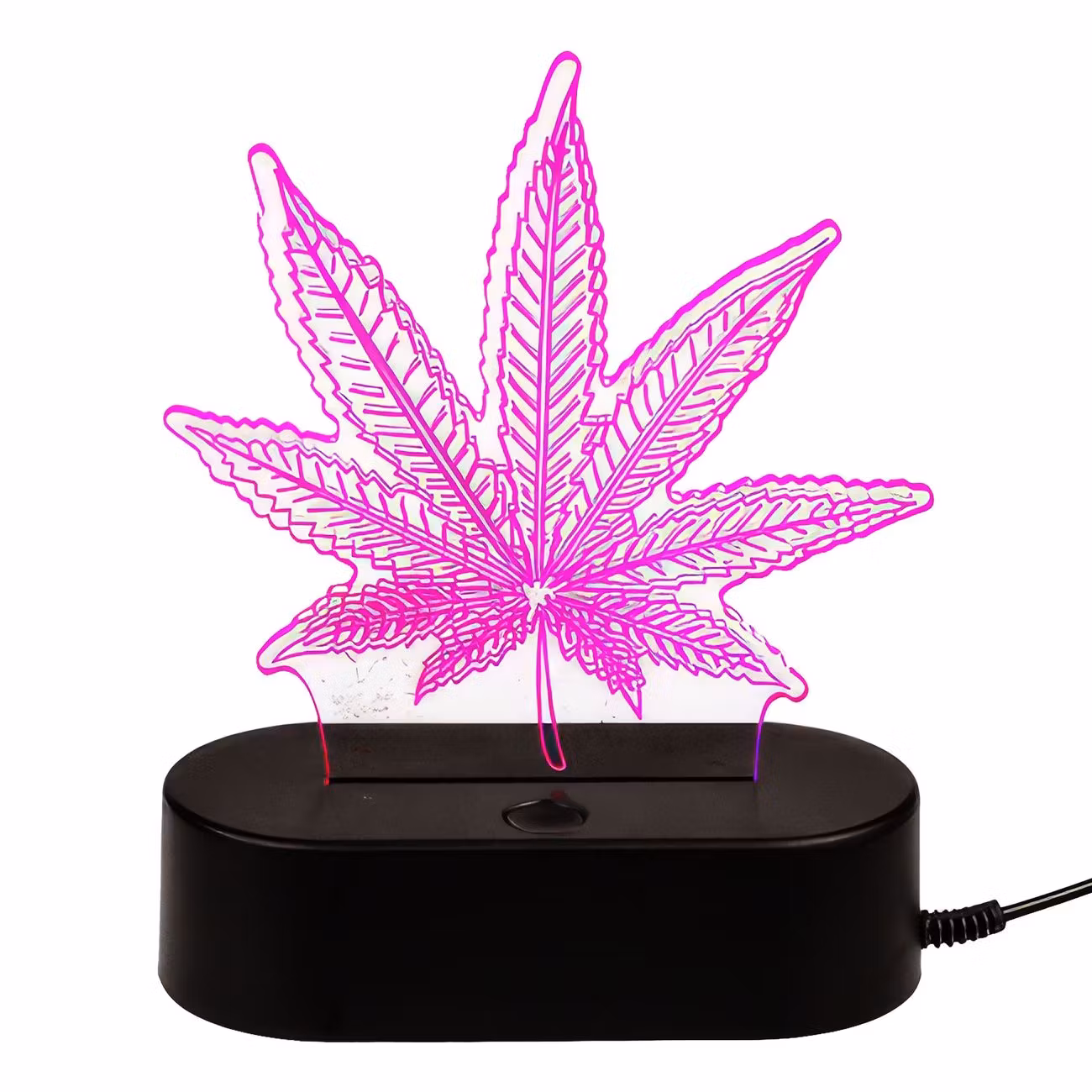 3D LED-Lampa Cannabislöv