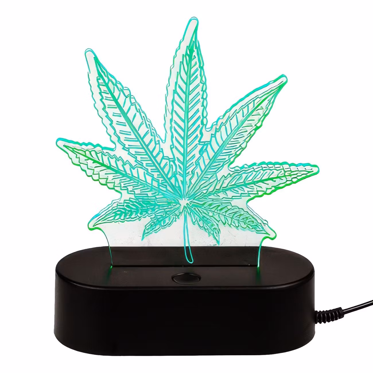 3D LED-Lampa Cannabislöv