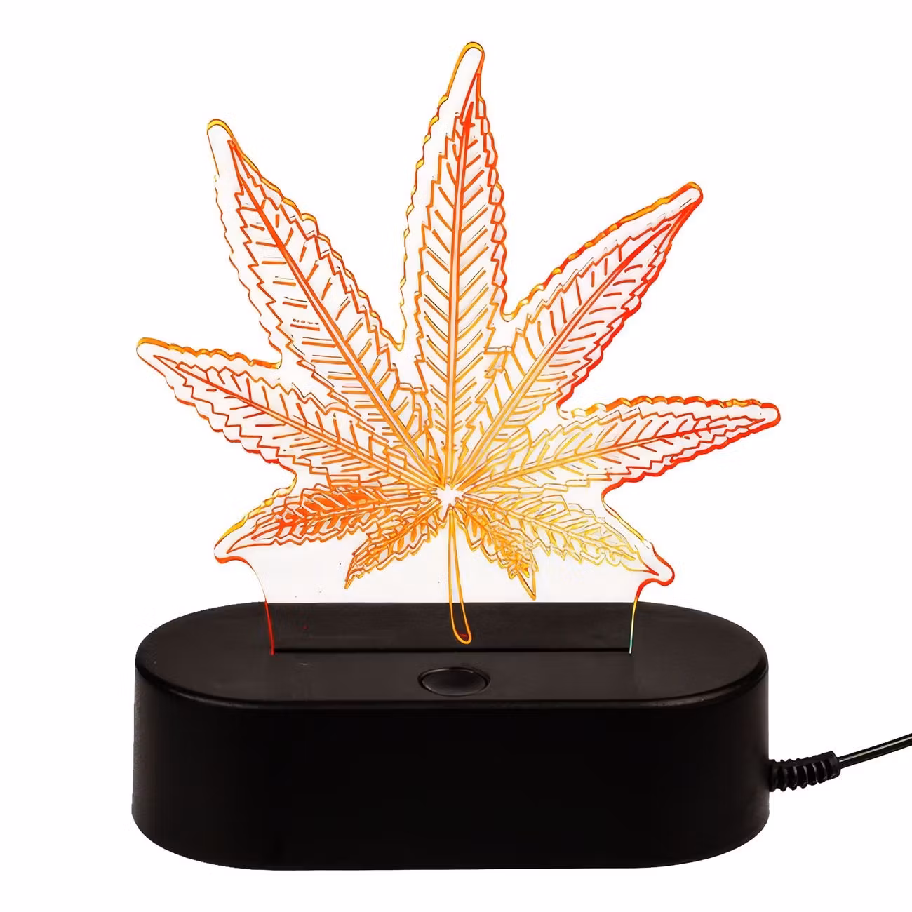 3D LED-Lampa Cannabislöv