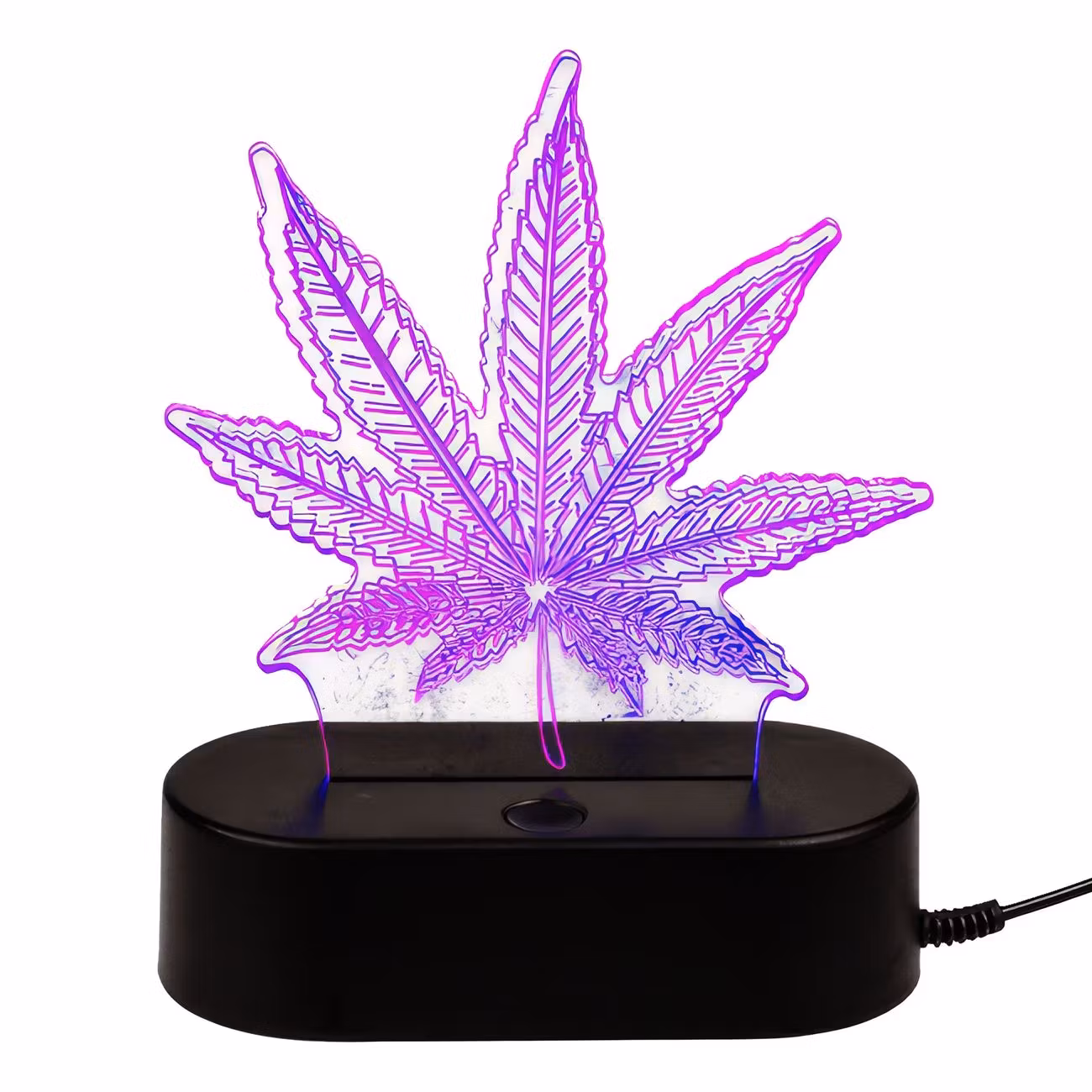 3D LED-Lampa Cannabislöv