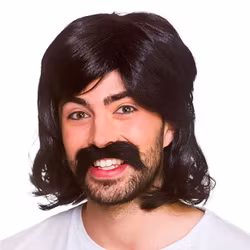 70-tals Cool Kille Svart Peruk