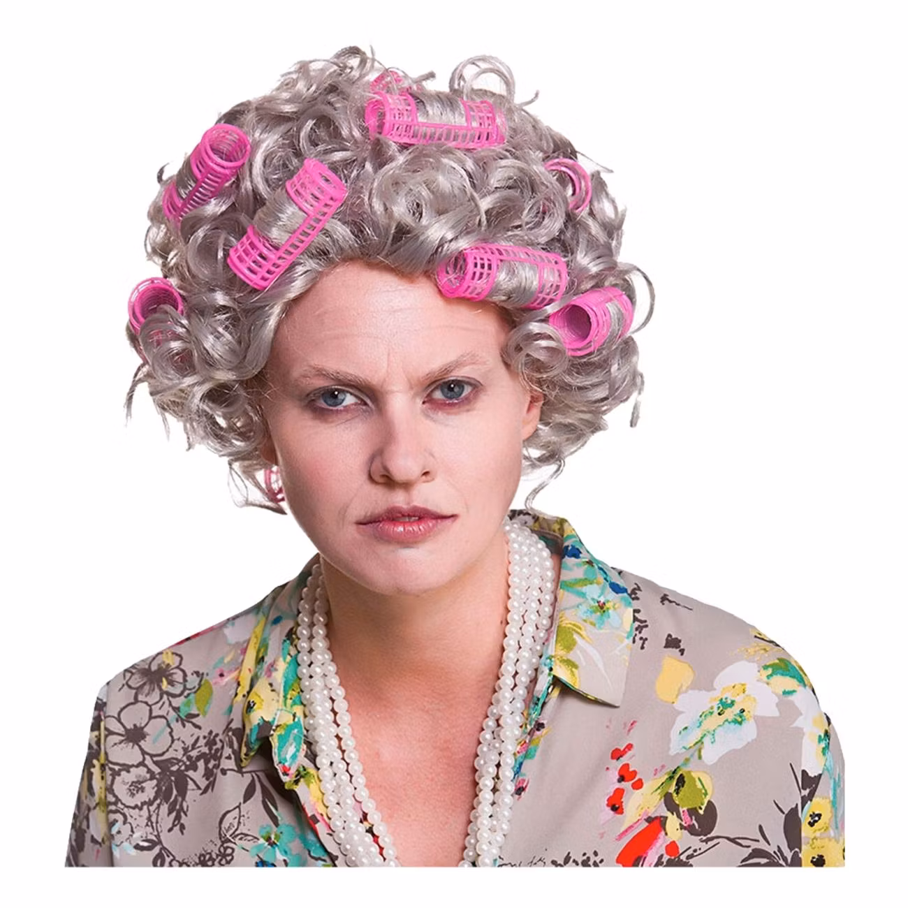 Tant Peruk med Hårrullar