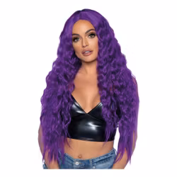Peruk Beachy Vågig Lila