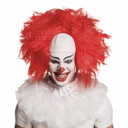 Clownperuk Röd med Vit Flint