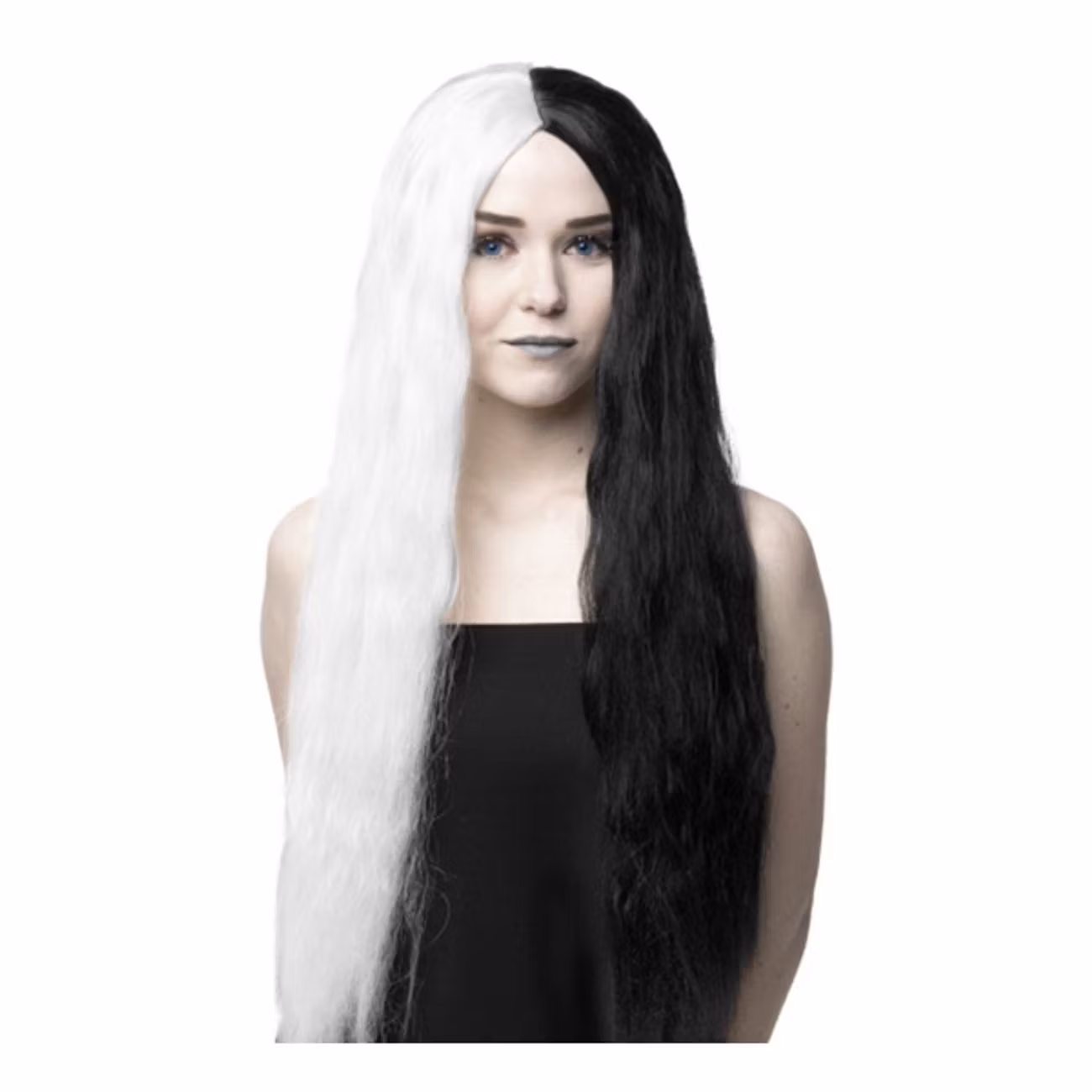 Svart/Vit Dam Lång Peruk