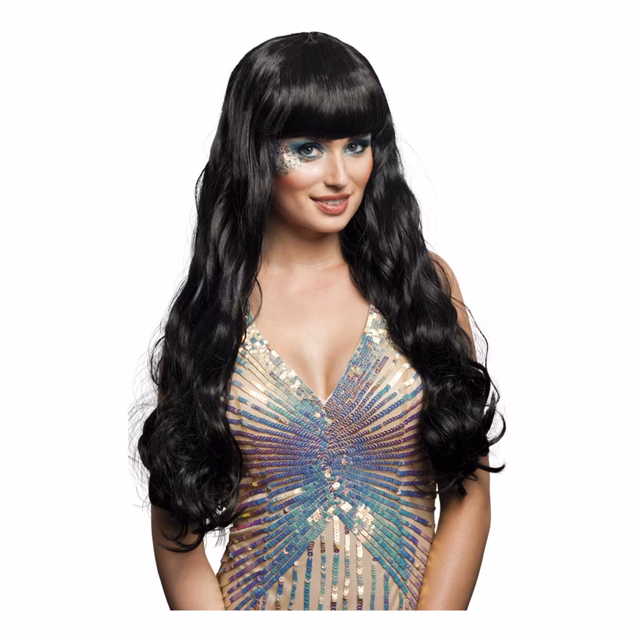 Sjöjungfru Svart Peruk