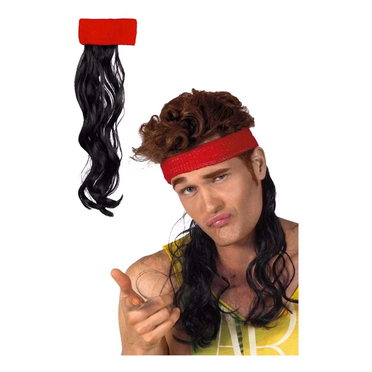 Rött Pannband med Svart Hår