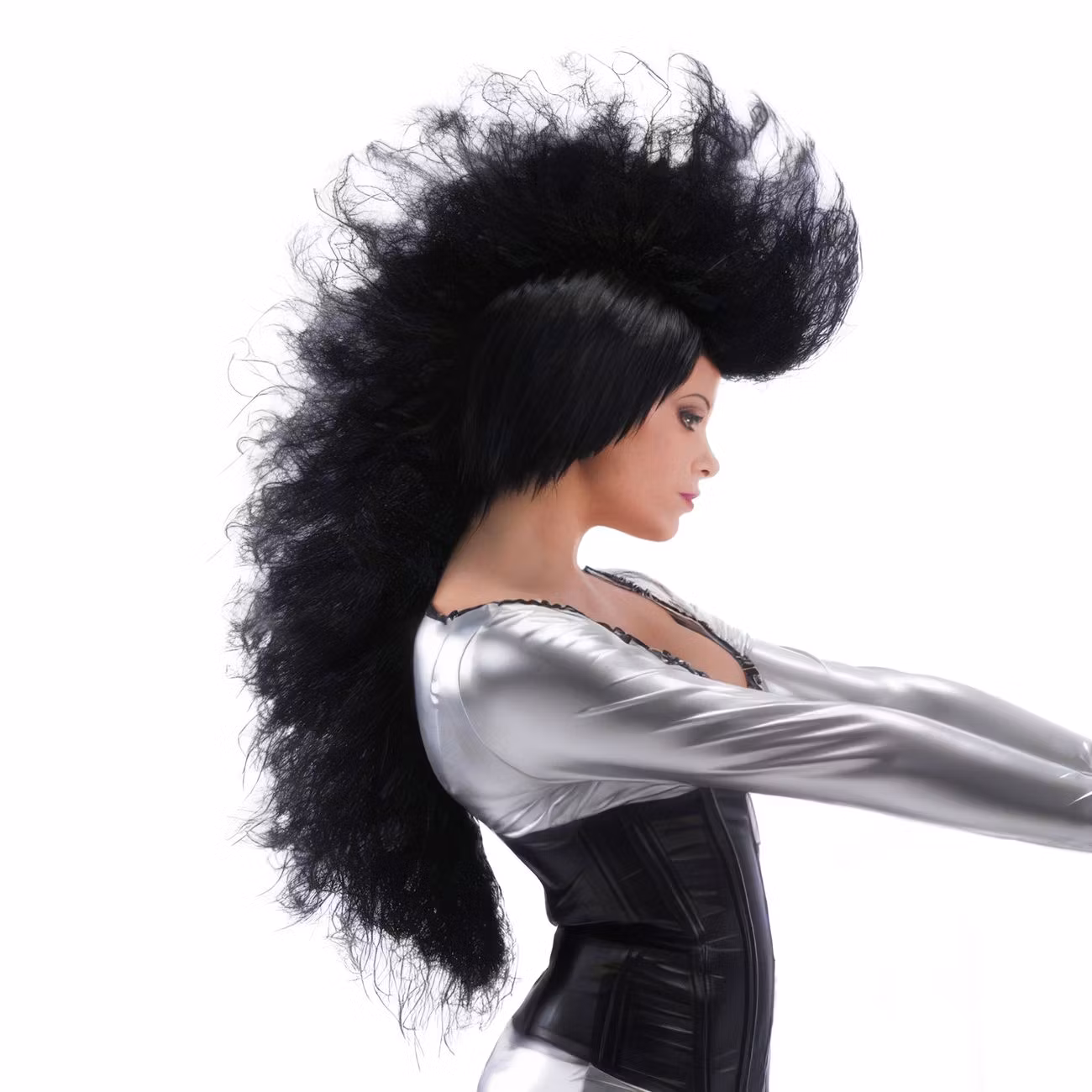 Stor Svart Punk Peruk